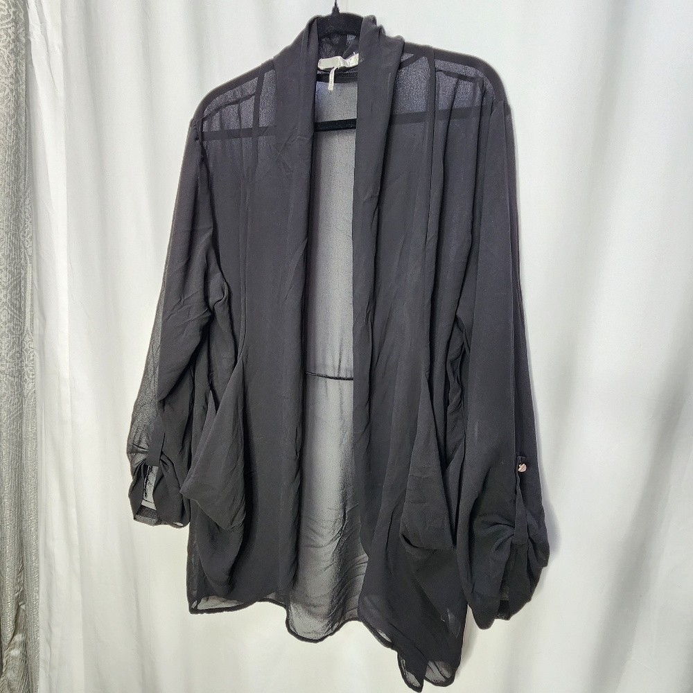 Have Women's Sheer Plus Size 3 Open Front Lightweight Cardigan Oversized Pockets